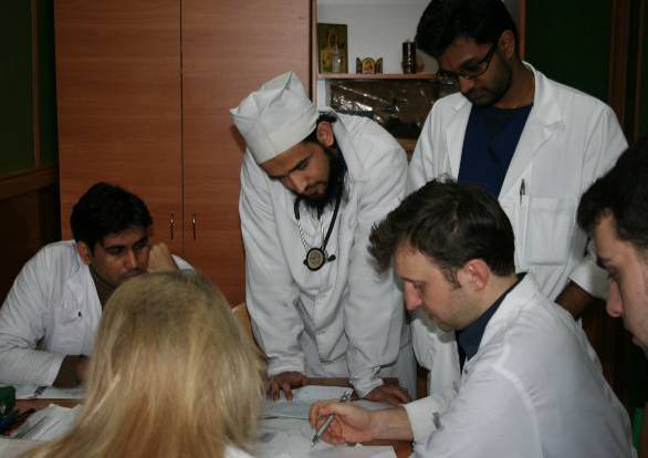 International students at practical class in Cardiology